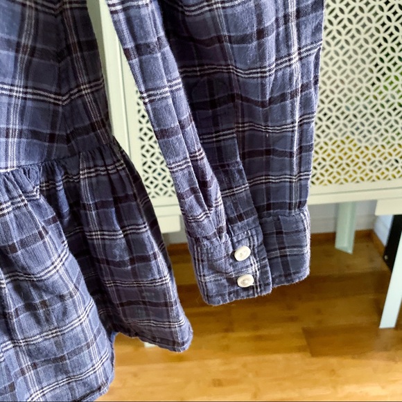 THE GREAT. The Ruffle Oxford Shirt - Library Plaid - Picture 4 of 15